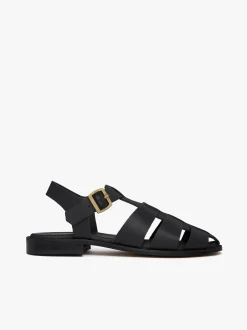 Amelia Fisherman Sandal Black Vachetta Leather
