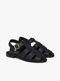 Amelia Fisherman Sandal Black Vachetta Leather
