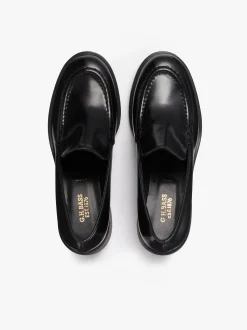 Anna Venetian Loafer Heels Black Leather
