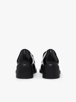 Anna Venetian Loafer Heels Black Leather