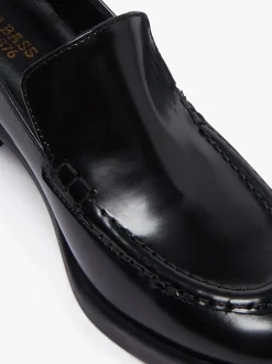 Anna Venetian Loafer Heels Black Leather