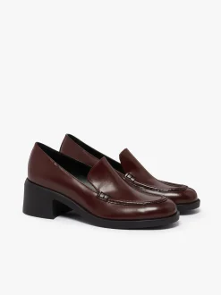 Anna Venetian Loafer Heels Wine Leather