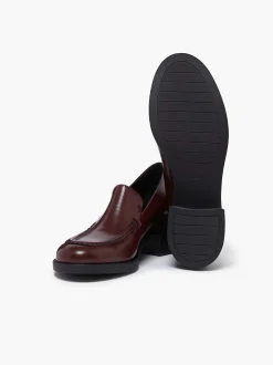 Anna Venetian Loafer Heels Wine Leather