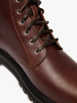 Benson Combat Boots Dark Brown Leather