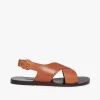 Cross Strap Sandals Tan Leather