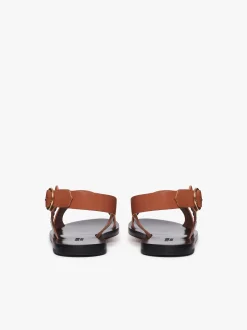 Cross Strap Sandals Tan Leather