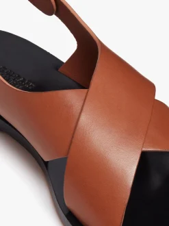Cross Strap Sandals Tan Leather