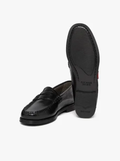 Easy Weejuns Penny Love Note Loafers Black Leather