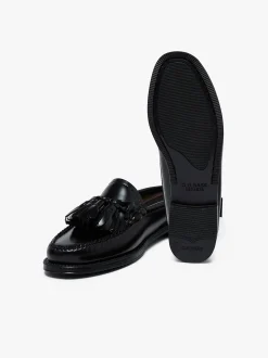 Easy Weejuns Tetra Tassel Slides Black Leather