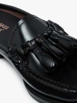 Easy Weejuns Tetra Tassel Slides Black Leather