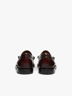 G.H.BASS x Maharishi Larson Penny Loafers Wine Embossed Leather