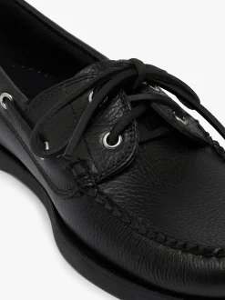Jetty II 2 Eye Boat Shoes Black Tumbled Leather