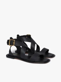 Marina Ankle Strap Sandal Black Leather