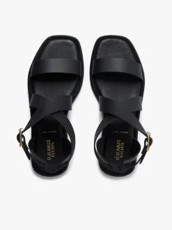 Marina Ankle Strap Sandal Black Leather