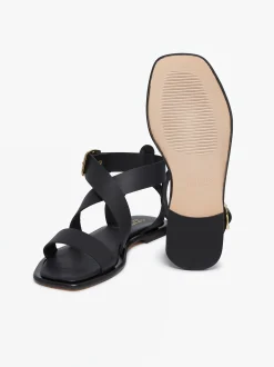 Marina Ankle Strap Sandal Black Leather