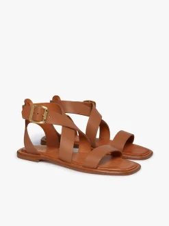 Marina Ankle Strap Sandal Tan Leather