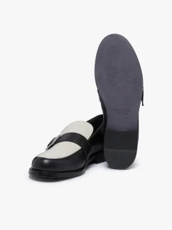 Monty Buckle Loafers Black and Off White Leather