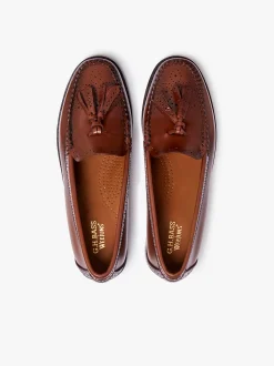 Weejuns Estelle Brogue Tassel Loafers Cognac Leather