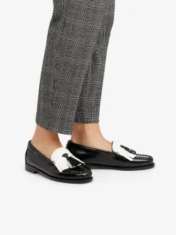 Weejuns Esther Kiltie Tassel Loafers Black & White Leather