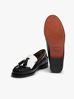 Weejuns Esther Kiltie Tassel Loafers Black & White Leather