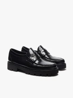 Weejuns Grace Super Lug Penny Loafers Black Leather