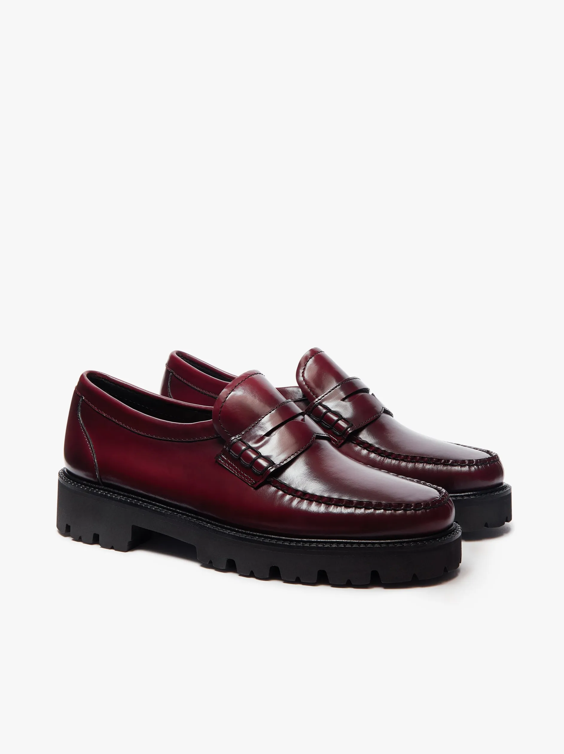 Weejuns Grace Super Lug Penny Loafers Wine Leather