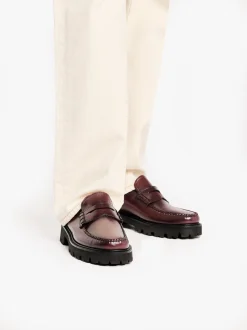 Weejuns Grace Super Lug Penny Loafers Wine Leather