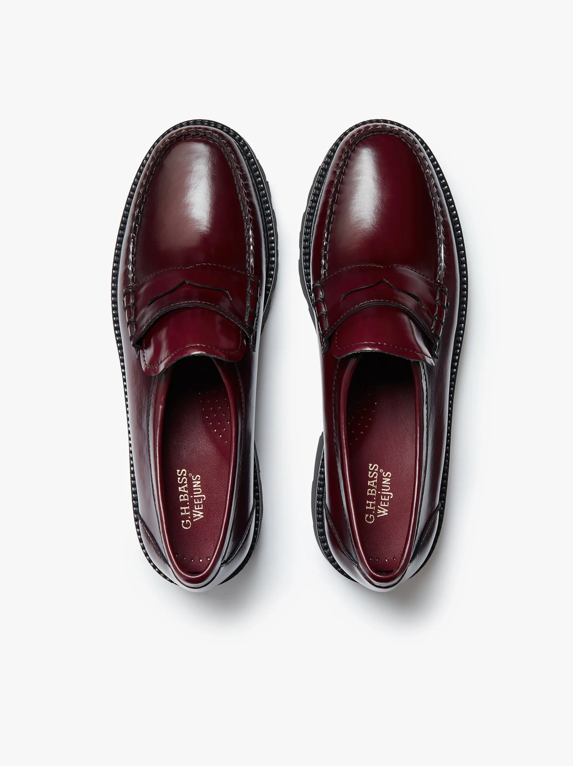Weejuns Grace Super Lug Penny Loafers Wine Leather