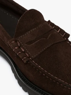 Weejuns Larson Lug Penny Loafers Chocolate suede