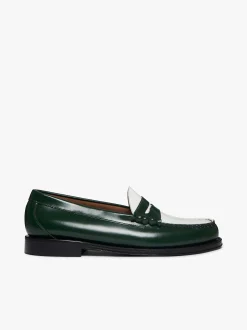 Weejuns Larson Penny Loafers Green & White Leather