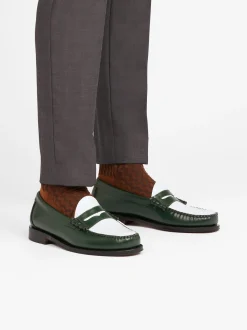 Weejuns Larson Penny Loafers Green & White Leather