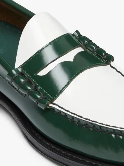 Weejuns Larson Penny Loafers Green & White Leather