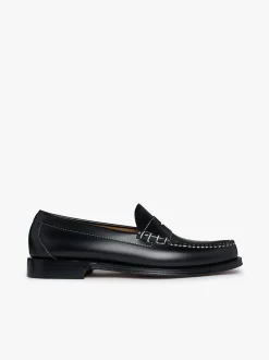 Weejuns Larson Penny Loafers Contrast Stitch Black Leather