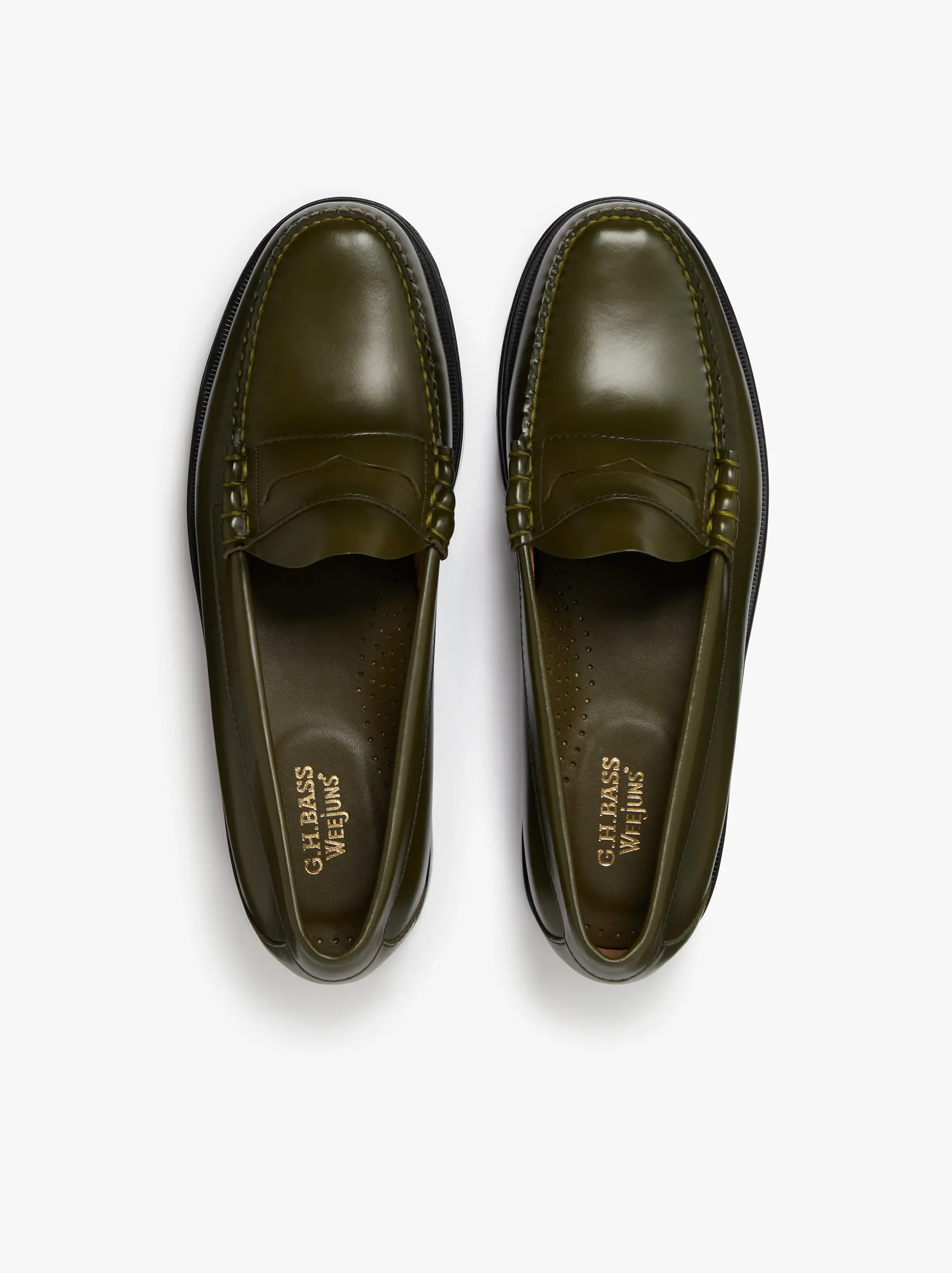 Weejuns Larson Penny Loafers Olive green leather