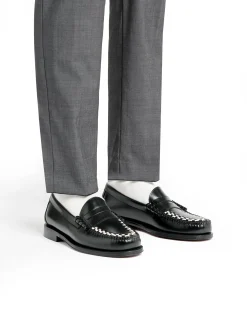 Weejuns Larson Weave Loafers Black & White Leather