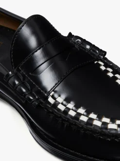 Weejuns Larson Weave Loafers Black & White Leather