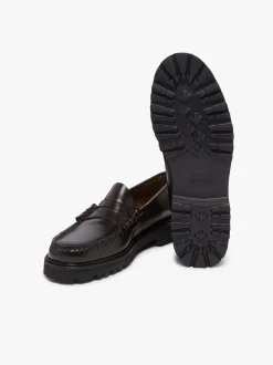 Weejuns Lug Larson Penny Loafers Chocolate leather with lug sole