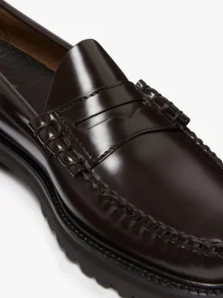 Weejuns Lug Larson Penny Loafers Chocolate leather with lug sole