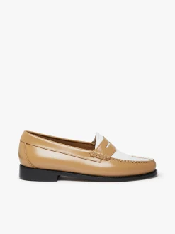 Weejuns Penny Loafers Beige and white soft leather
