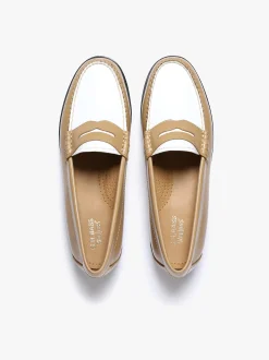 Weejuns Penny Loafers Beige and white soft leather