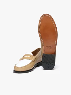 Weejuns Penny Loafers Beige and white soft leather