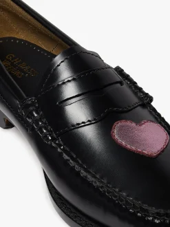 Weejuns Penny Love Loafers Black & Pink Leather