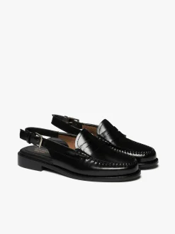 Weejuns Slingback Penny Loafers Black Leather