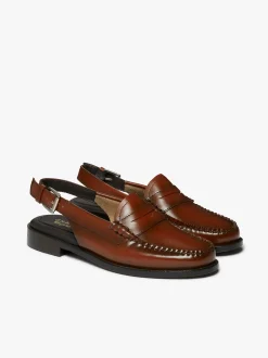 Weejuns Slingback Penny Loafers Cognac Leather