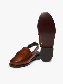 Weejuns Slingback Penny Loafers Cognac Leather
