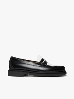 Weejuns Step Larson Penny Loafers Black & White Leather