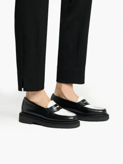 Weejuns Step Penny Loafers Black & White Leather