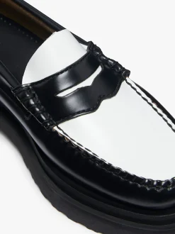 Weejuns Step Penny Loafers Black & White Leather