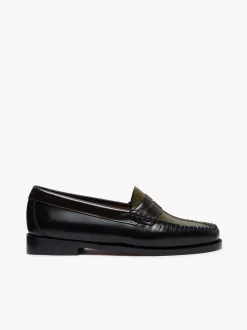Weejuns Tricolour Penny Loafers Black, Chocolate & Green Leather