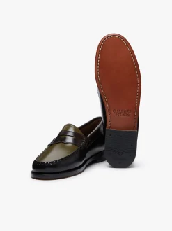 Weejuns Tricolour Penny Loafers Black, Chocolate & Green Leather
